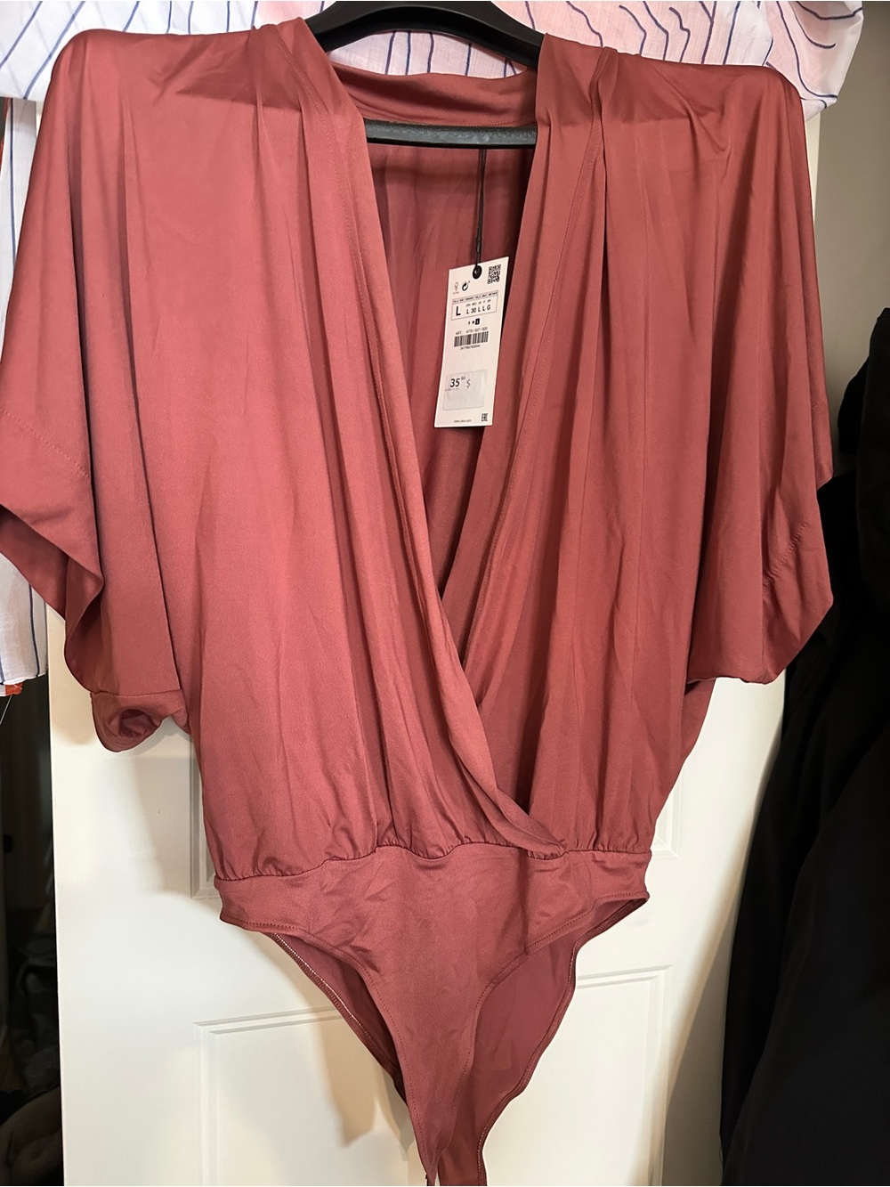 Zara Mauve Wrap-Front Bodysuit